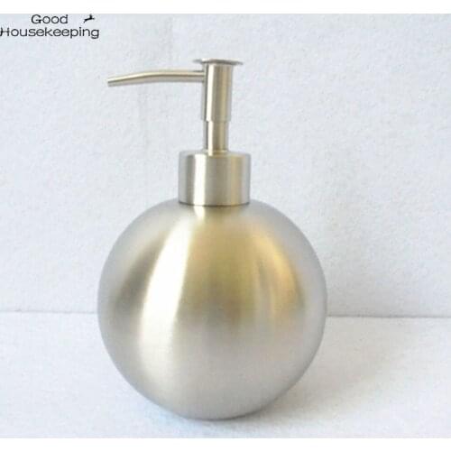 Spherical Stainless Steel Hand Liquid Soap Dispenser Manual Metal Bathroom Plastic Bottle Kitchen Sink Replacement Home Hotel
