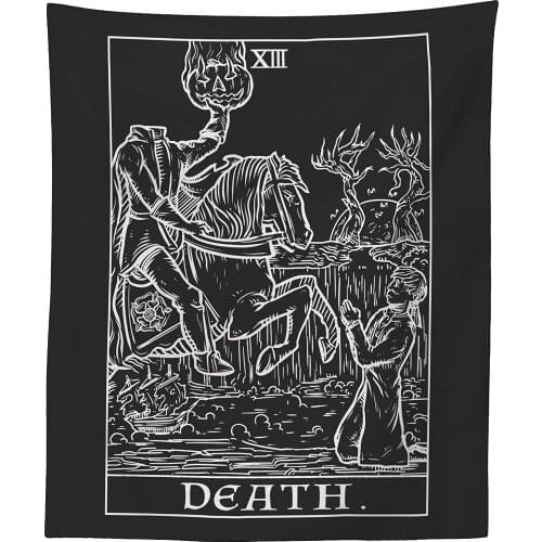 Death Tarot Card Tapestry - Headless Horseman - The Legend of Sleepy Hollow Gothic Halloween Home Decor
