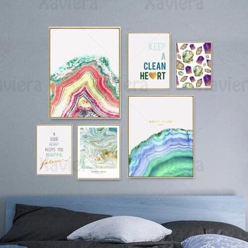 Modern Abstract Decor Painting Colorful Flowing lines Purple Green Agate Life Quotes Canvas Painting Wall Art Posters and Prints