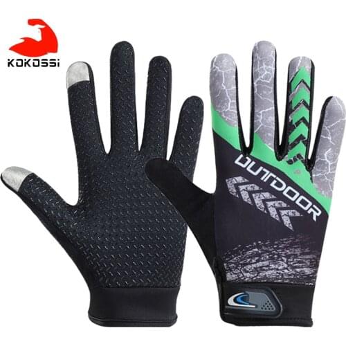 KoKossi Cycling Gloves Full Finger Breathable Cool Anti-slip Two Finger Touch Screen Sun Protection Outdoor Sport Running Gloves