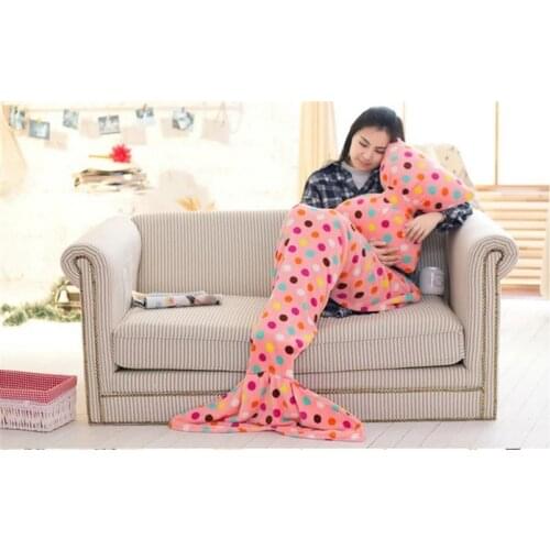 High quality 17 Designs 2 Sizes Mermaid Tail Fleece Sofa TV Blanket with Pillow Adult/Children kids Bed Wrap Soft Sleeping Bag