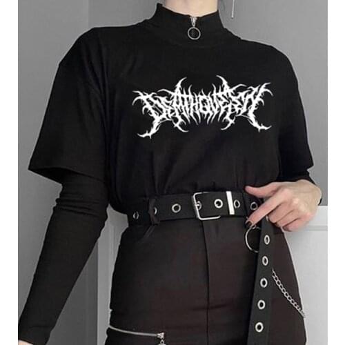 Streetwear Harajuku dark pattern printed T-shirt vintage loose fun punk style women T-shirt summer new fashion casual gothic top