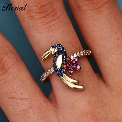 Top Quality Fashion Gold Plated Pave Fancy Zircon Tree Bird Star Series Silver Ring Fine Finger Knuckle Circle For Women