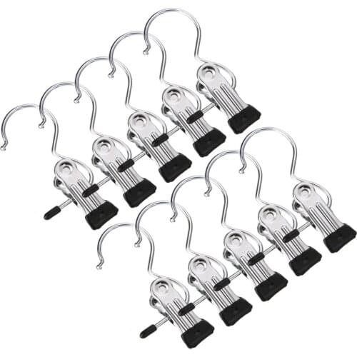 10pcs Home Metal Clothes Pants Hook Clips Household Steel Hanger Cloth Clip For Laundry Travel Clothes Pin Shoe Pants Storage