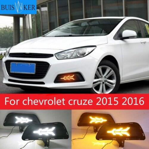 2 pcs LED DRL Driving Daytime Running Light With Turn Signal lamp for chevrolet cruze 2015 2016