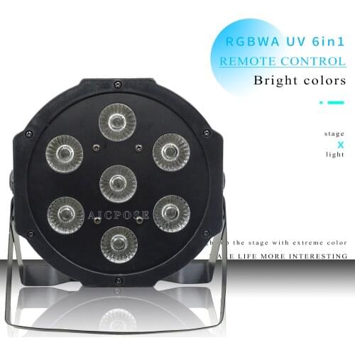 25 Angle big lens 7x18W led Par lights RGBWA UV 6in1 flat par led dmx512 disco lights professional stage dj equipment
