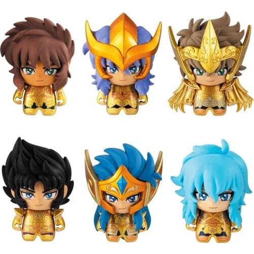 4PCS Q Version Original Bandai Gashapon Toy Gold Saint Seiya Small Doll 02 Model Toys Action Collection Decoration Toys