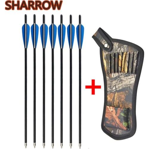 8Pcs 18"/20"/22" Archery Crossbow Carbon Arrows Bolts Target Tips 4" Vanes Arrow Carbon With Arrow Quiver Shooting Accessories