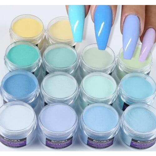 9Pcs 15g Acrylic Powder Blue Yellow Crystal Nail Extended Carving Bulk Fine Pigment Dip Dust Set Nail Supplies For Professionals