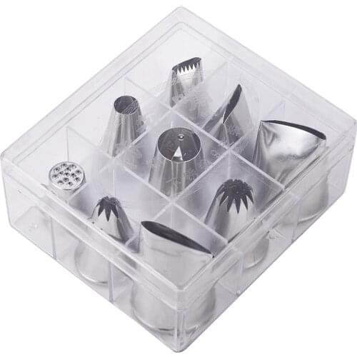 9PCS large decorating nozzle set, stainless steel decorating nozzle, large rose with eight teeth round hole