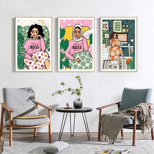 Abstract Fashion Boss Lady Sarah Posters Print Working Woman Layla Canvas Art Painting Living Room Nordic Wall Decor Pictures