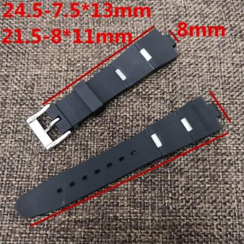 Watch accessories silicone mens and womens pin buckle rubber strap watch replacement tape 21.5-24.5mm