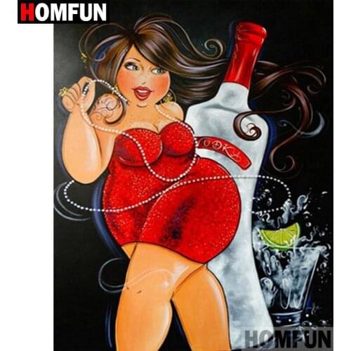 HOMFUN 5D DIY Diamond Painting Full Square/Round Drill "Fat woman" 3D Embroidery Cross Stitch Mosaic Home Decor A06072