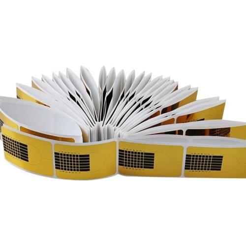 Biutee 100pcs/pack Nail Art Guide Form Sticker Acrylic UV Gel Tip Extension Nail Tool Golden Nail Paper Hoder