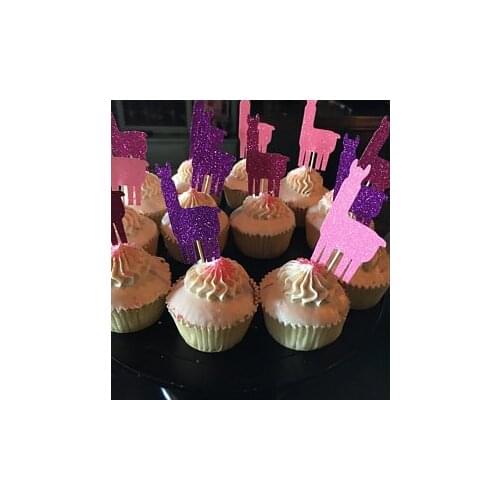 Glitter Alpaca Llama Mexican Fiesta Birthday Cupcake Toppers girl baby shower baptism wedding Party toothpicks