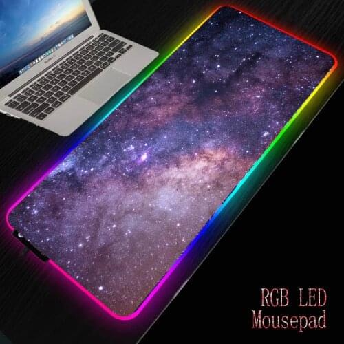 MRGBEST Outer Space Nebula RGB Soft Large Gaming Mouse Pad Oversize Glowing Led Extended Mousepad Base Computer Keyboard Pad Mat