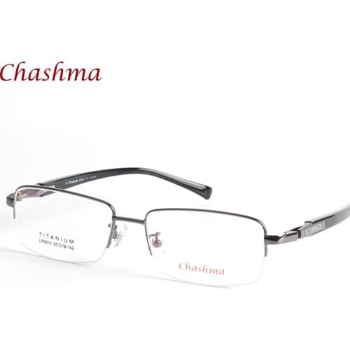 Chashma Brand Titanium Men Light Eyeglasses Half Frame Wide Spectacles Eye Glasses Frames Optical Lenses for Big Face