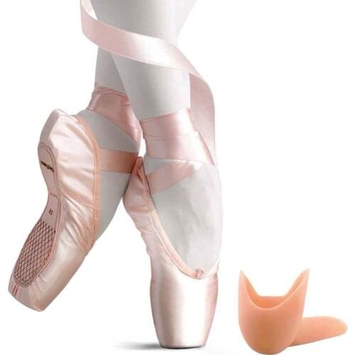 Kids Pointe Shoes Stain Canvas Ballet Shoe Girls' Flat Split Sole For Girls With Toe Pads