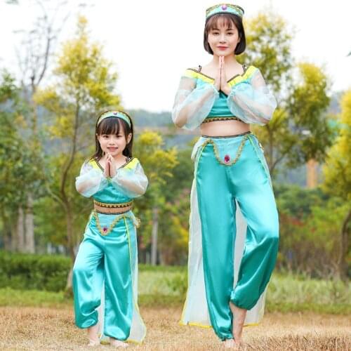 Childrens Day Belly Dance Costume Aladdin Green Princess Cosplay Stage Costume Indian Dancer