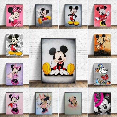 Disney Cartoons Mickey Mouse Canvas Painting Mickey and Minnie Poster and Prints Wall Art Picture for Childrens Room Home Decor