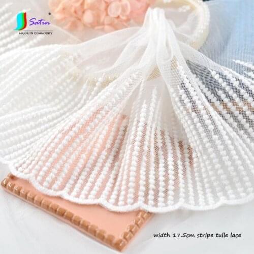 Diy Doll Skirt Hemline Home Textile Bedding Curtain Sofa Decorate Sew Width 17.5cm Simple White Embroidery Stripe Dot Tull LACE