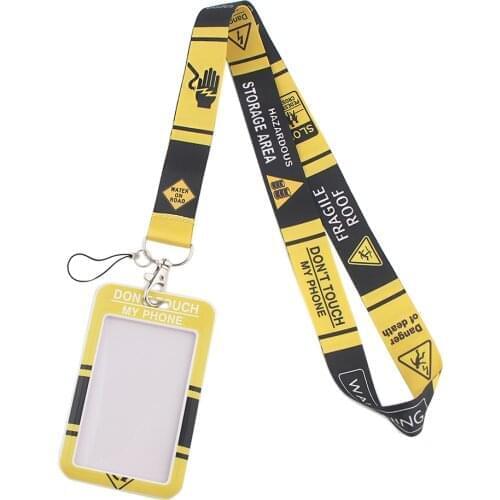 JF0138 Warning Sign Cartoon Lanyard Card Holder Subway Access Card Holder Keychain ID Badge Holder Jewelry