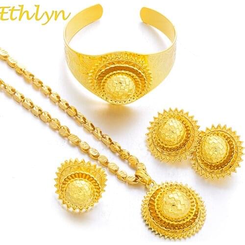 Ethlyn New Big Ethiopian Gold Color Women Jewelry Sets With Ethiopian Handmade Chain Jewelry Sets Eritrea Items S185