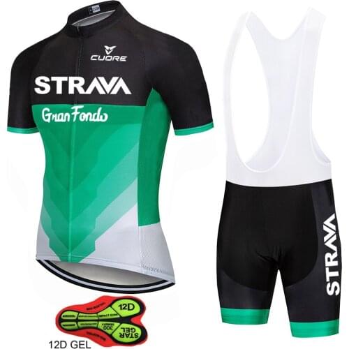 2021 Hot STRAVA Summer Cycling Jersey Set Breathable Team Racing Sport Bicycle Jersey Mens Cycling Clothing Short Bike Jersey