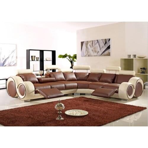 Living room sofa furniture with modern corner leather sofas / couches for home sofa