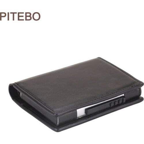 PITEBO Crazy Horse Leather Mens Wallet Genuine Leather Men Business Wallet Men Card Id Holder Coin Purse Travel wallet For Man
