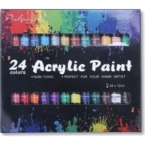 Acrylic Paint Set 24 Rich Pigment Colors for Painting Canvas Wood Ceramic Fabric for Beginners Students Professional Artist
