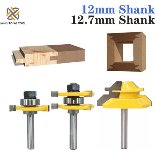 LANG TONG TOOL Tongue and Groove Router Bit Tool Set With 45° Lock Miter Bit - Solid Steel, woodworking tools LT003