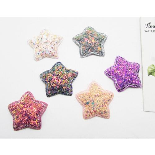 Free shipping sew on Glitter felt patches for clothes 3.5cm shiny star padded applique 30pcs scrapbooking accessories