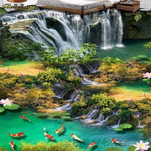 Beibehang papel de parede 3D Custom Photo floor tiles Wallpaper Bathroom 3D PVC Self-adhesive Mural Wall Paper Home Decoration