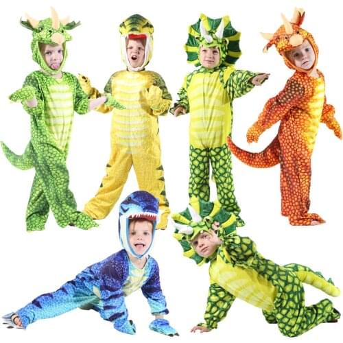 New Triceratops Costume Boys Kids Little T-Rex Costume Cosplay Dinosaur Jumpsuit Halloween Cosplay Christmas costumes for kids