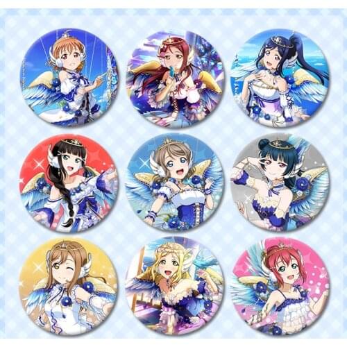 Dressed Angel Style awakening Love Live Sunshine Aqours 58mm Broche Badges Brooch Round Icons
