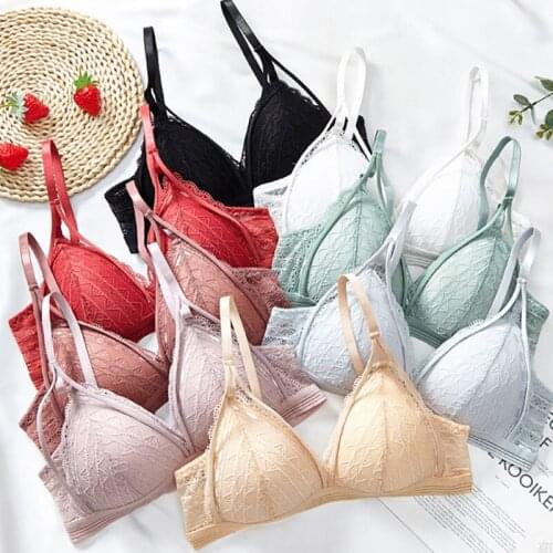 Pure Color Seamless Female Underwear Lace Non-slip French Style Backless Women Bras 1Pcs Sexy Ultrathin Brassiere Lingerie