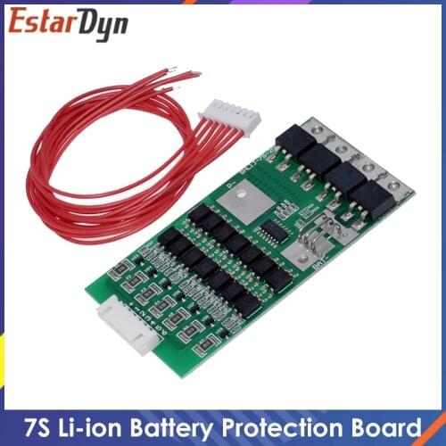Bms 7S Li-ion Lithium 18650 Battery Protection Board 24V 20A Battery Balancer With Matching Cable Automatic Protection Function