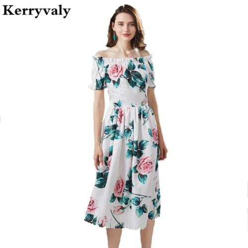Sicily Roses 3D Printed Off Shoulder Sexy Dress Vestidos Verano 2021 Mujer Bohemian Women Summer Beach Dress Ropa Mujer K282
