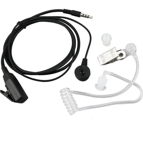 Portable Surveillance Security Clear Iron Clip Spiral Tube Coiled Acoustic Air Tube Earpiece PTT for Smart Mobile Phones