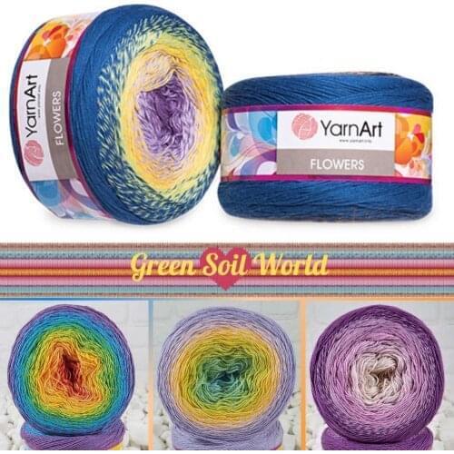 YarnArt Flowers Cake Yarn 1000 Meters(250gr) - 48 Color Options - Fantasy Knitted - Multicolor Shawl Cowl - Blankets - Cardigans - Dresses - Children - baby Clothes - Gradient - Cotton Home Accessories - DIY