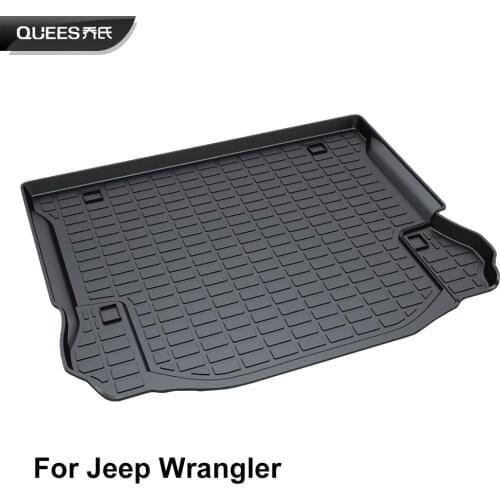 QUEES Custom Fit Cargo Liner Tray Trunk Floor Mat for Jeep Wrangler ( 4 Doors Only ) 2012 2013 2014 2015 2016 2017