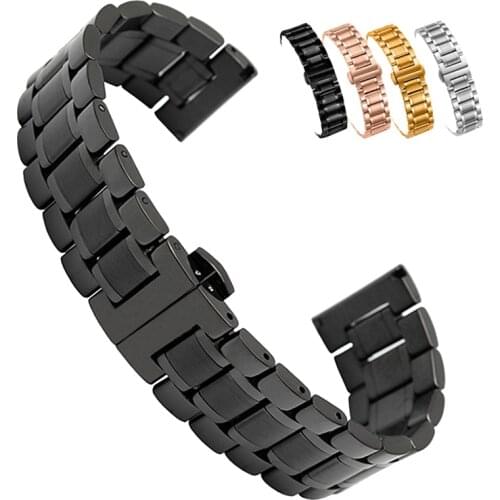 14mm 16mm 18mm 20mm Stainless Steel Watch Band Classic Simple Metal Waychbands Bracelet New Rose Gold Watch Strap For Women Men