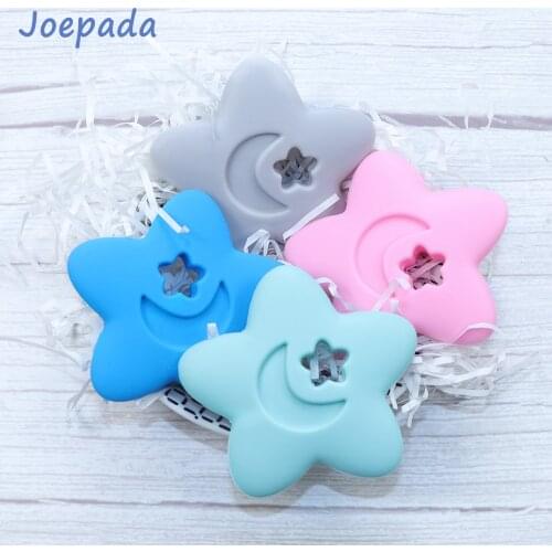 Joepada Star Shaped Silicone Teether Baby Teething Chewed DIY Teething Necklace Accessories Teether Toys BPA Free Silicone Bead