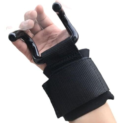 Steel Weight Lifting Grip Hooks Lifting-Hook Hand-Bar Fitness Wrist Straps Heavy Duty Pull-ups Power Lifting Grips Padded hooks