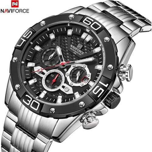NAVIFORCE Military Sports Wrist Watch Quartz Date Stainless Steel Waterproof Watches Multifunction Male Clock Relogio Masculino