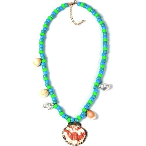 ZA Bead Accessories Long Necklace for Women Shell Statement Handmade Ladies Pendant Necklace Jewelry