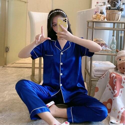 Women Pajamas Sets Plus Size Silk Womens Pyjamas Pajamas For Women Sleepwear Female Home Clothes Summer