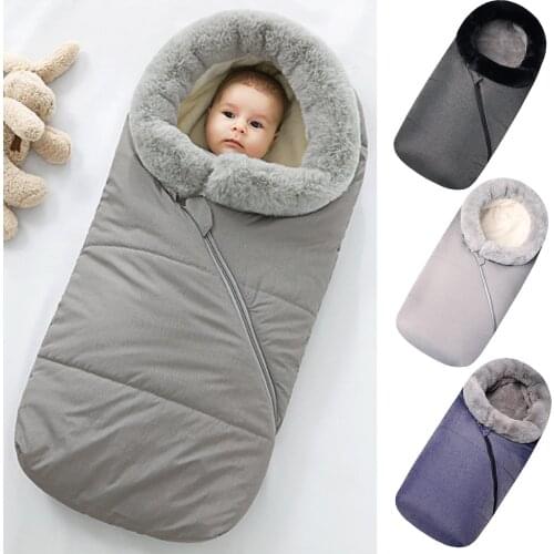 Winter Sleeping Bag for Stroller Waterproof Windproof Anti-Slip Warm Infant Coral Fleece Sleeping Sack with Two-way Zipper