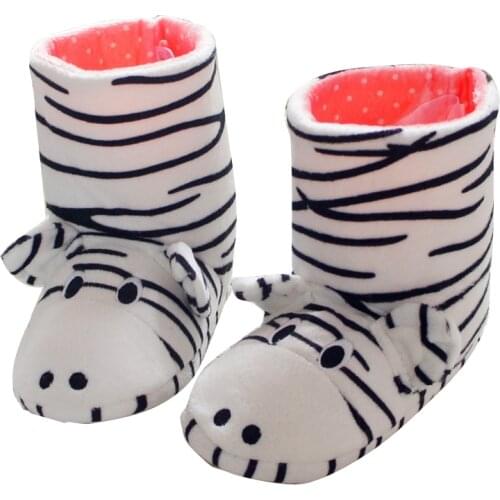 Winter kids Shoes Boys Girls Slippers Cartoon zebra Home Shoes Soft Comfortable Warm Parent-child Home Slippers Floor home boots